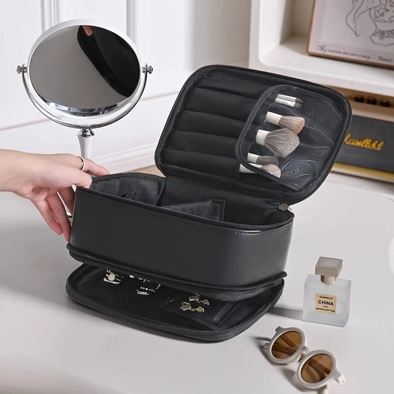 2-in-1 Makeup Brushes Organizer & Jewelry Storage Bag