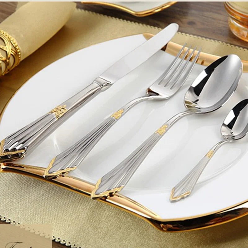 4-Piece Luxury Gold Inlay Cutlery Set