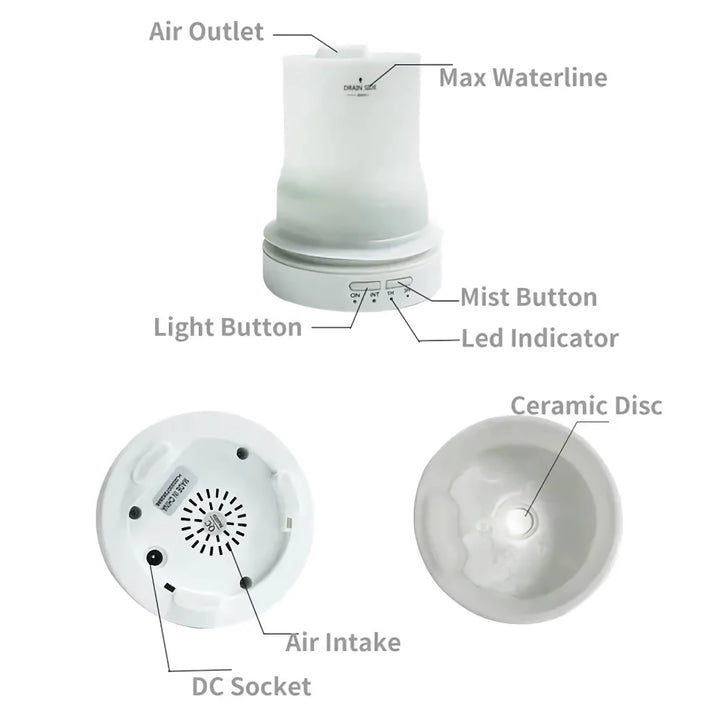 Ceramic Ultrasonic Essential Oil Diffuser with Timer and Night Light