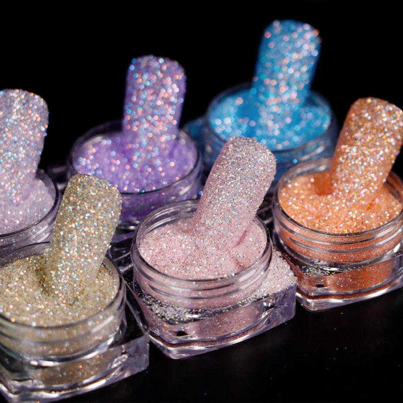 12-Box Iridescent Sugar Nail Glitter Powder Set