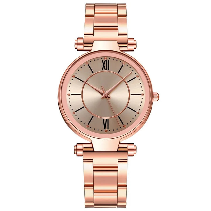 Exquisite Rose Gold Stainless Steel Women's Quartz Watch