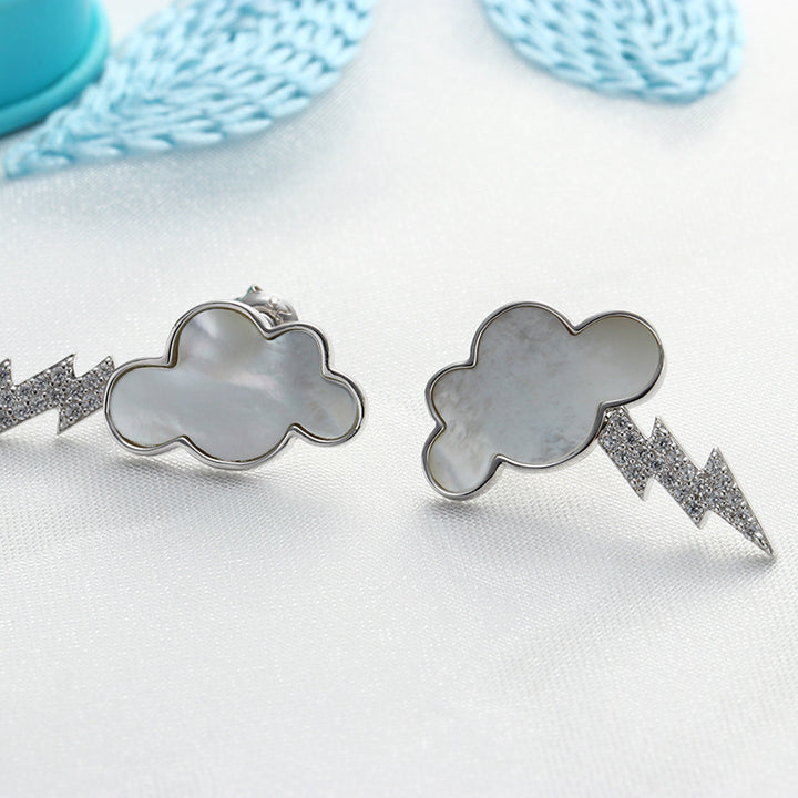 Earrings Shell Cloud Stud Earrings Sterling Silver Zircon