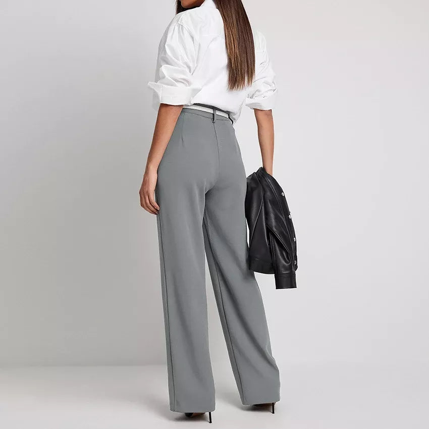 Elegant High Waist Pleated Wide Leg Trousers for Women