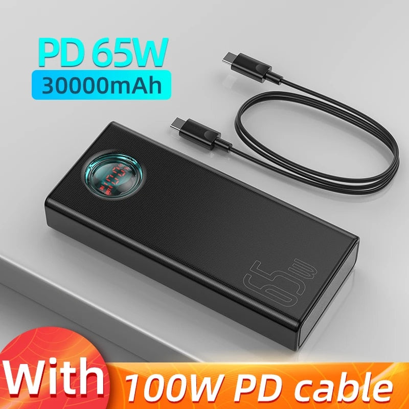 Ultra-High Capacity 65W 30000mAh PD Quick Charge Power Bank