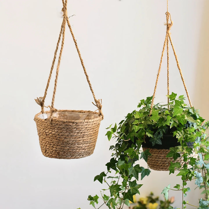 Charming Jute Rope Hanging Planter Basket for Indoor and Outdoor Decor