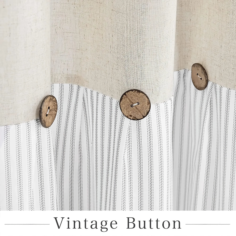 Elegant Linen Button Shower Curtain