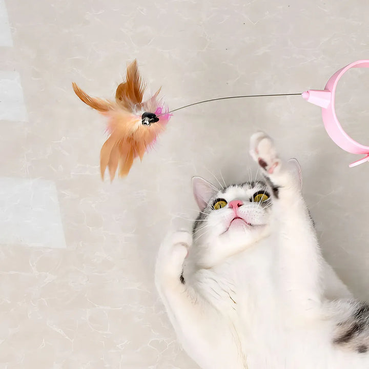 Interactive Feather Teaser Stick with Bell Collar for Cats