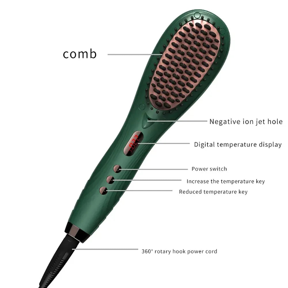 Electric Hair Straightener & Curler Brush