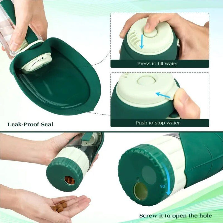 2-in-1 Portable Pet Water Bottle and Food Dispenser for Dogs