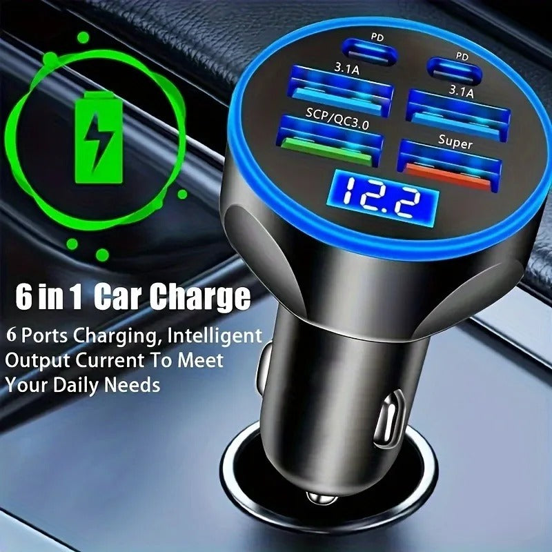 6-in-1 Fast Car Charger Adapter