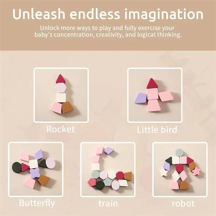 Silicone Montessori Baby Puzzle Toy Set: Geometric Shape Matching Board for Educational Play