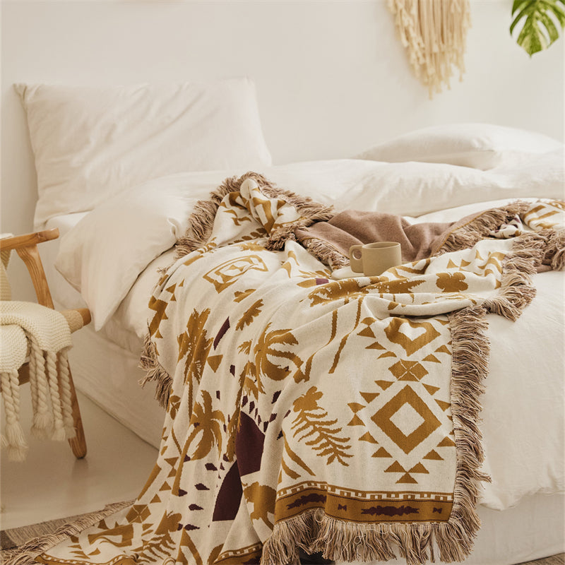 Bohemian Selva Pattern Cotton Knitted Blanket