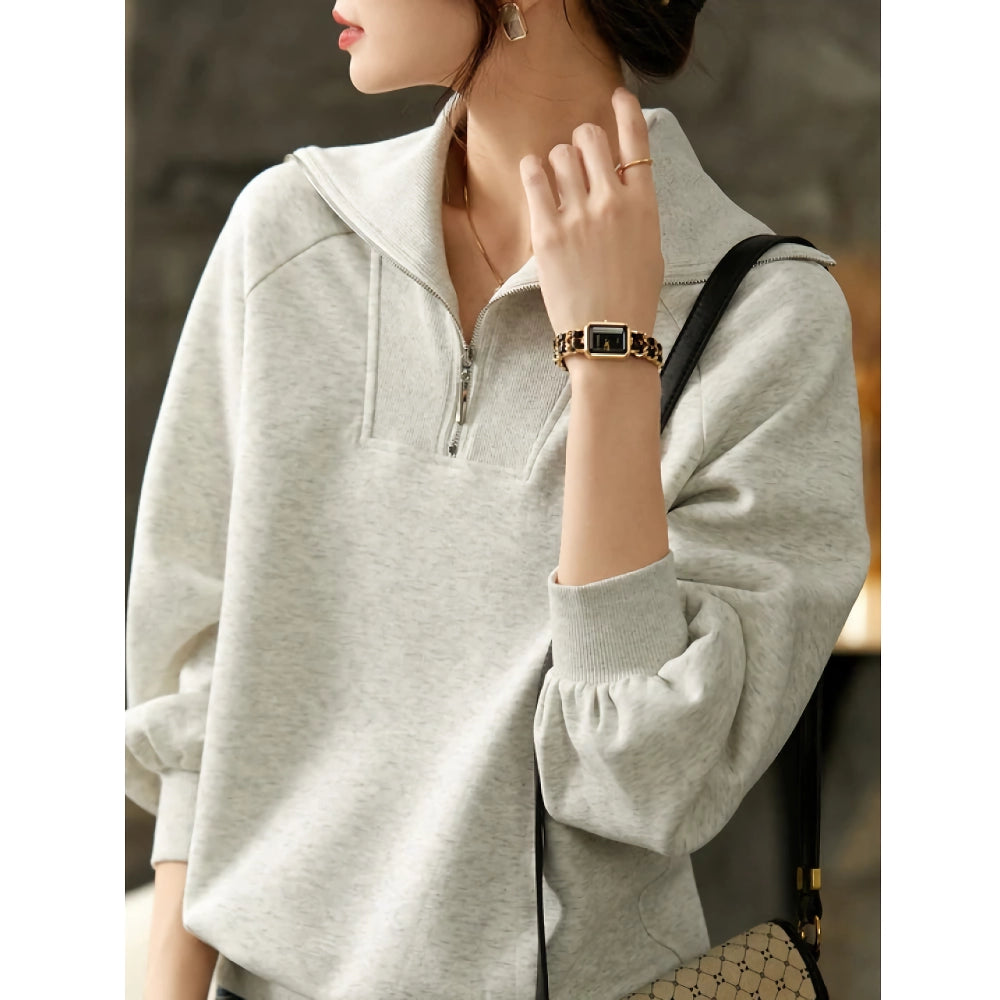 Half Zip Up Loose Sweatshirt