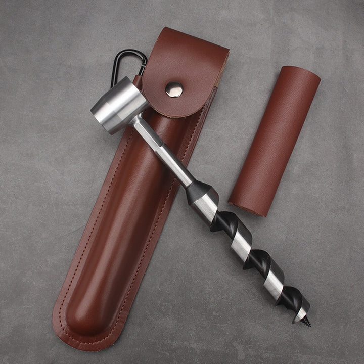 Manual Bushcraft Auger Set with Leather Case