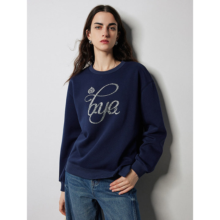 Autumn Embroidered Bead Letter Sweatshirt