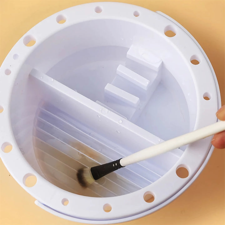 3-in-1 Brush Washer Bucket with Palette Lid - Art Cleaning Tools