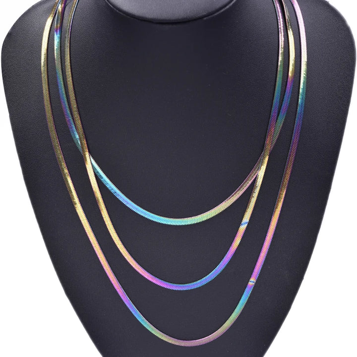 Rainbow Stainless Steel Snake Chain Necklace