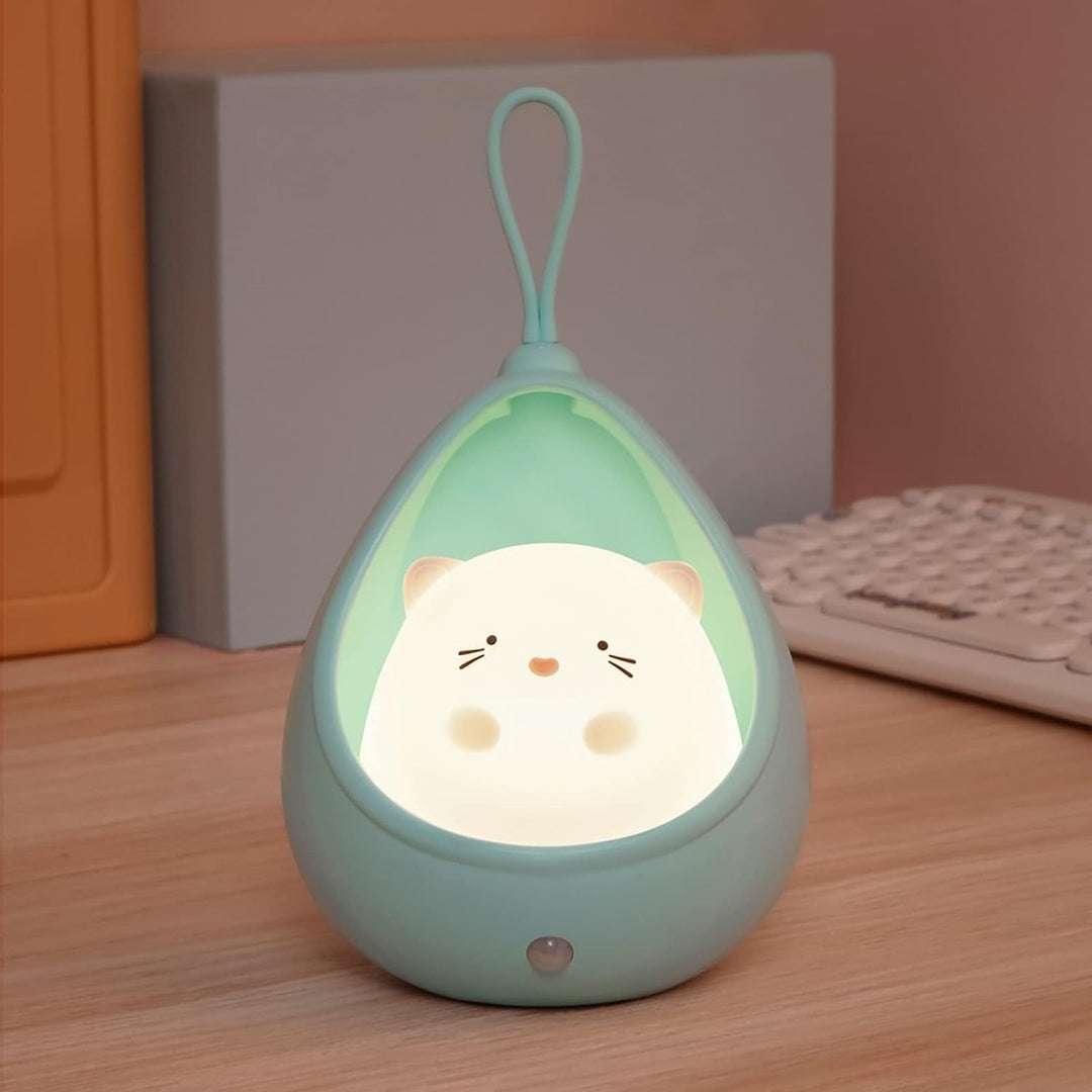 Cute Animal LED Night Light with Human Induction Sensor – USB Rechargeable Wall Lamp for Kids