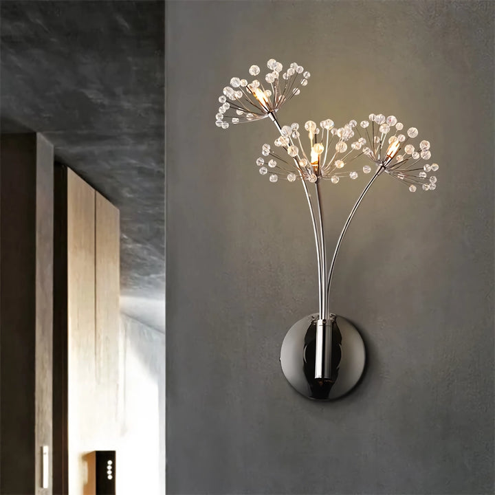 Modern Crystal Dandelion Flower Wall Lamp