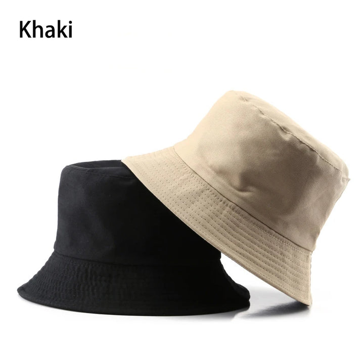 Classic Cotton Black Reversible Bucket Hat – Casual Sun Cap for Outdoor Adventures