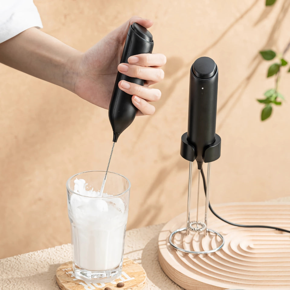 Powerful Handheld Milk Frother for Lattes - USB Rechargeable Electric Whisk