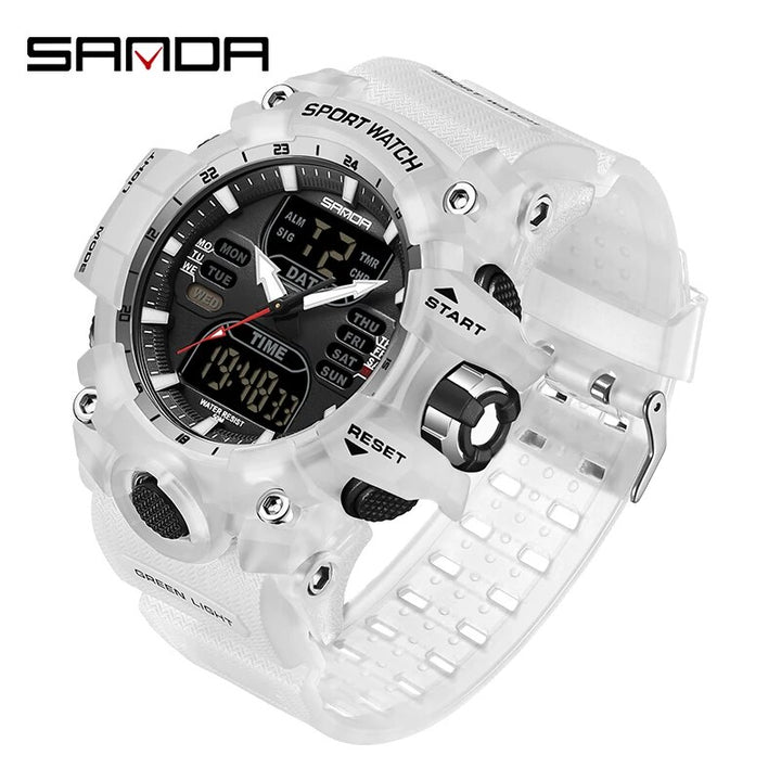 Dual Display Sports Watch for Men - Waterproof, Shock Resistant with Multi-Function Digital Display