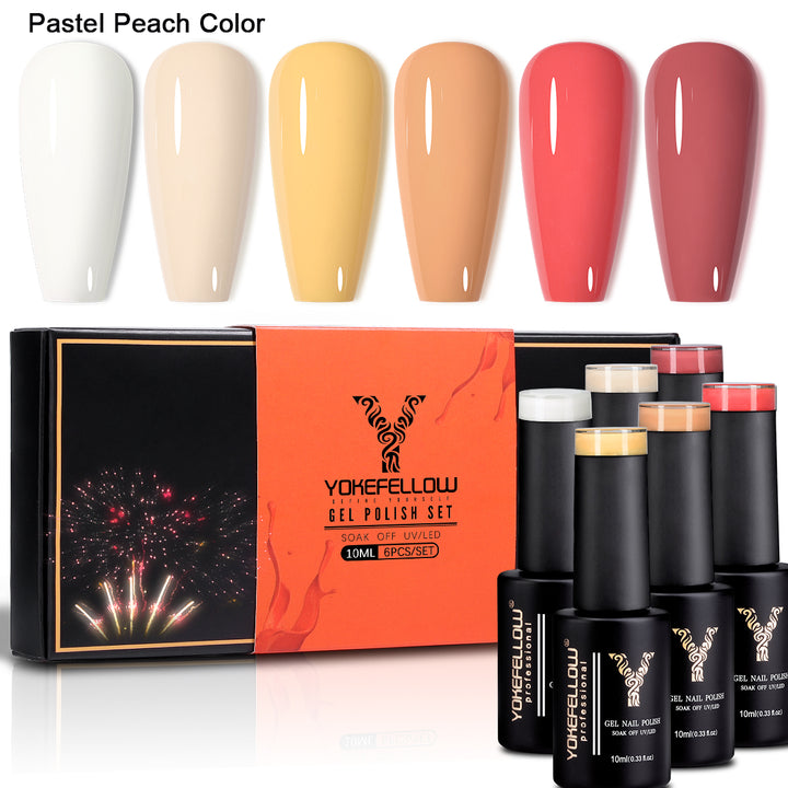 6PCS Fall Orange Yellow Glitter Gel Nail Polish Kit