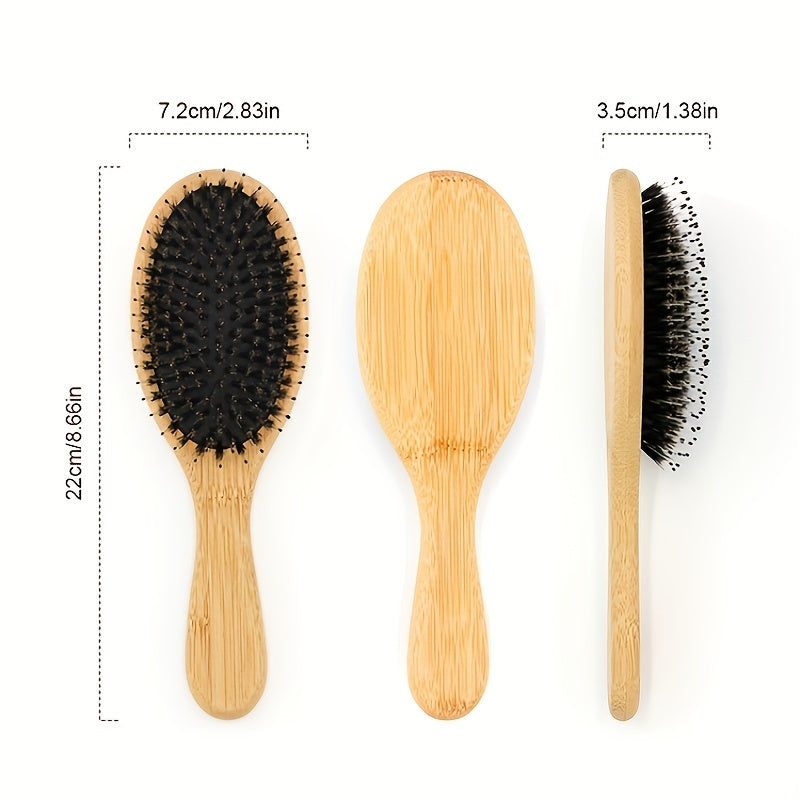 Natural Boar Bristle Hair Brush for Scalp Massage and Detangling