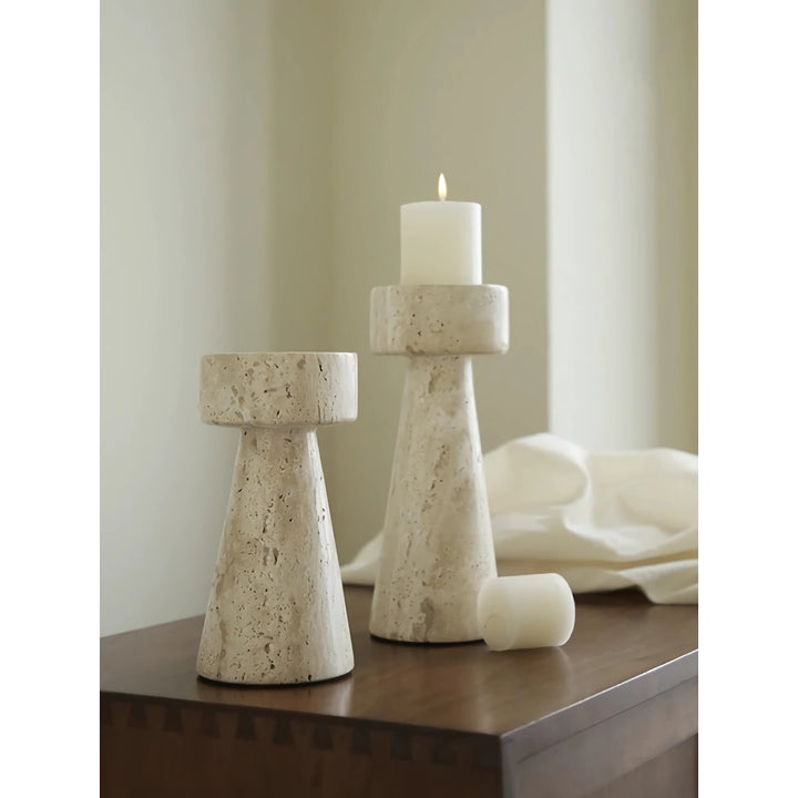 Minimalist Travertine Marble Candle Holder for Elegant Decor