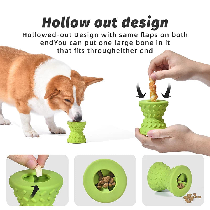 Durable Food Dispensing Chew Toy for Aggressive Chewers - Non-toxic, Natural Rubber, Treat Leaking Bone Toy for Dogs