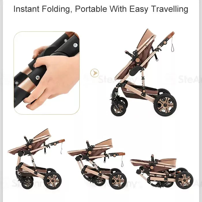 5-IN-1 Luxury Travel Baby Stroller with Car Seat Portable, Foldable, and Durable