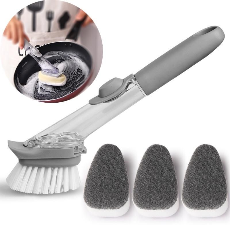 Multi-Functional Kitchen Cleaning Brush with Refillable Soap Dispenser