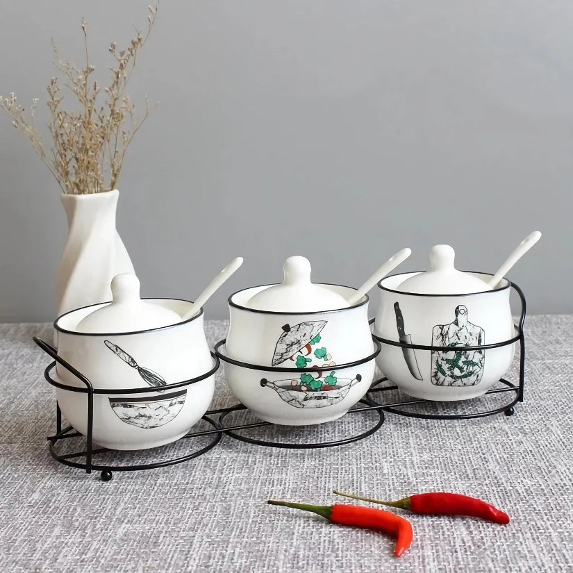 European Ceramic Seasoning Box Set