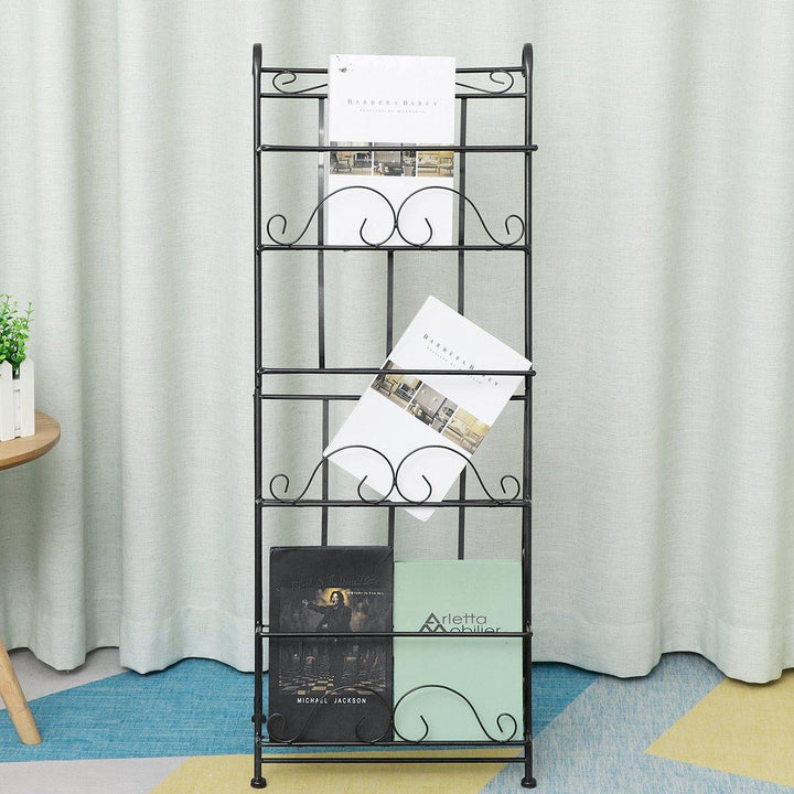 3 Layers Dimensional Bookshelf Magazine Newspaper Rack Landing Iron Art Creative Publicity Display Shelf for Home Art Decoration - MRSLM