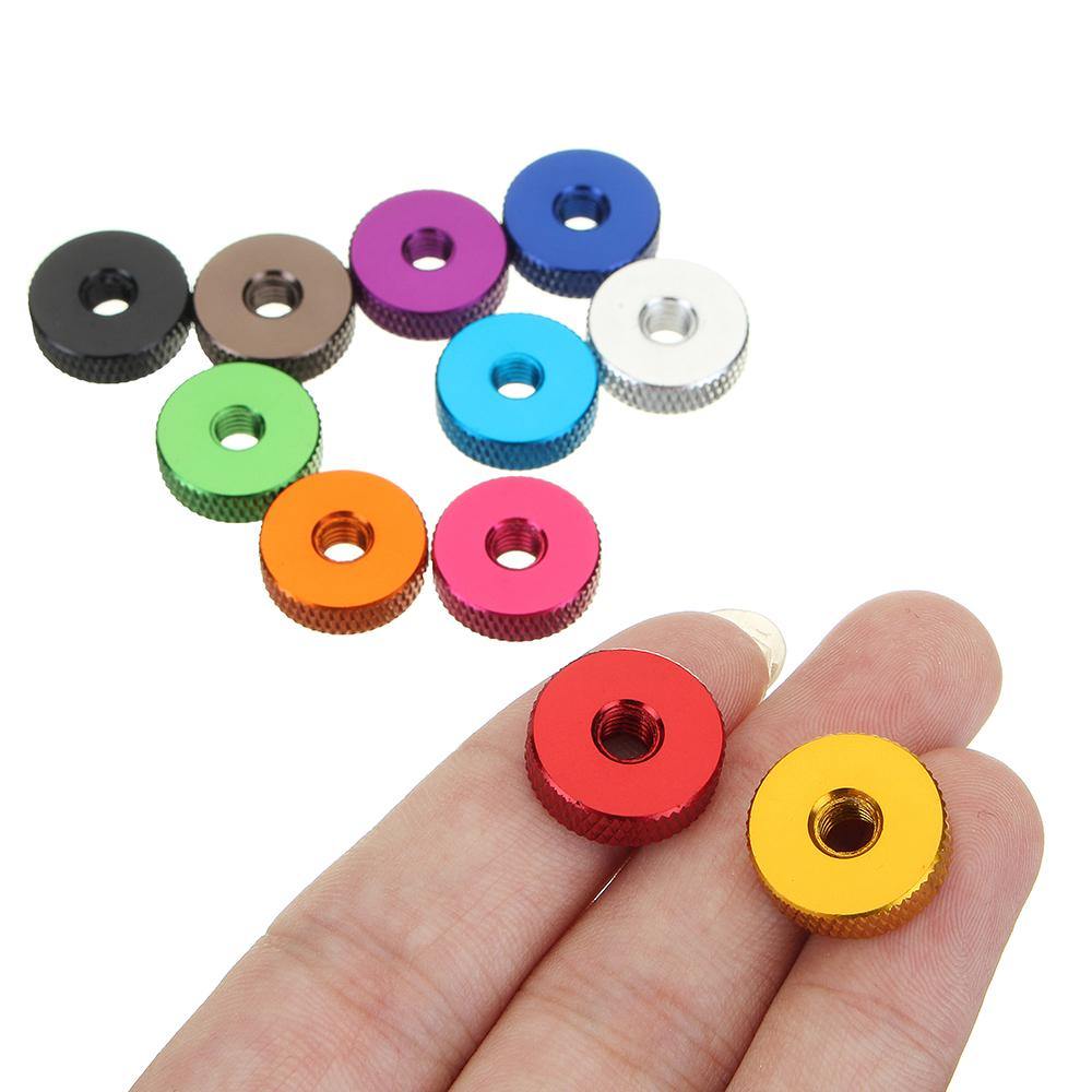 Suleve M5AN1 10Pcs M5 Manual Knurled Thumb Screw Nut Spacer Flat Washer Aluminum Alloy Multicolor - MRSLM