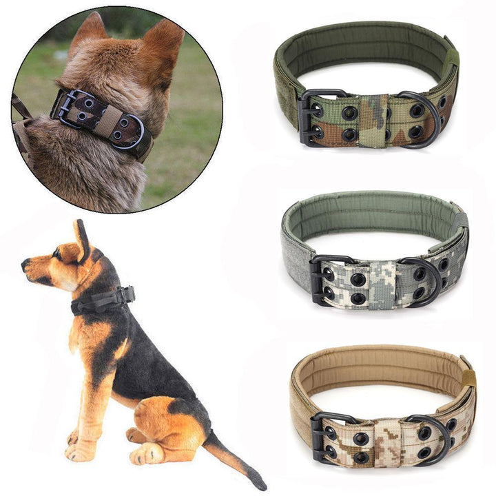 XL Tactical Military Adjustable Dog Training Collar Nylon Leash w/Metal Buckle - MRSLM