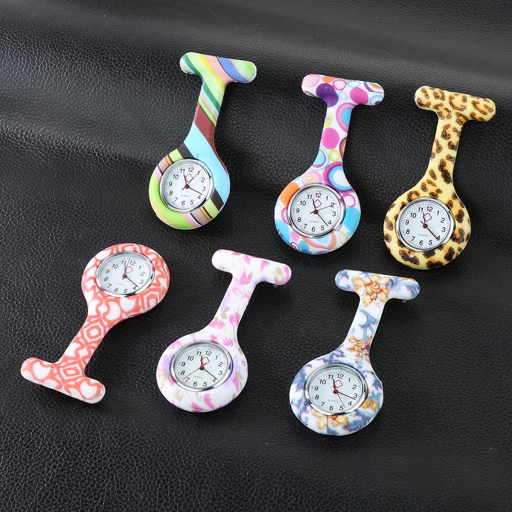 Arabic Numerals Round Dial Silicone Nurses Brooch Tunic Fob Pocket Watch - MRSLM