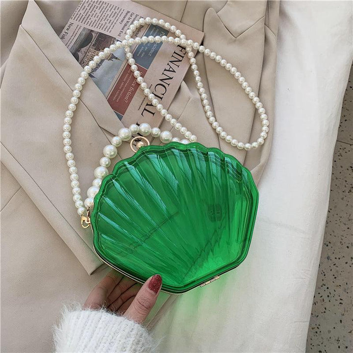 Transparent Shell Bag Box Bag Pearl Female Messenger Shoulder Retro Texture - MRSLM