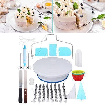 73Pcs Rotating Turntable Cake Decorating Tools Baking Mold Flower Icing Piping Nozzle - MRSLM