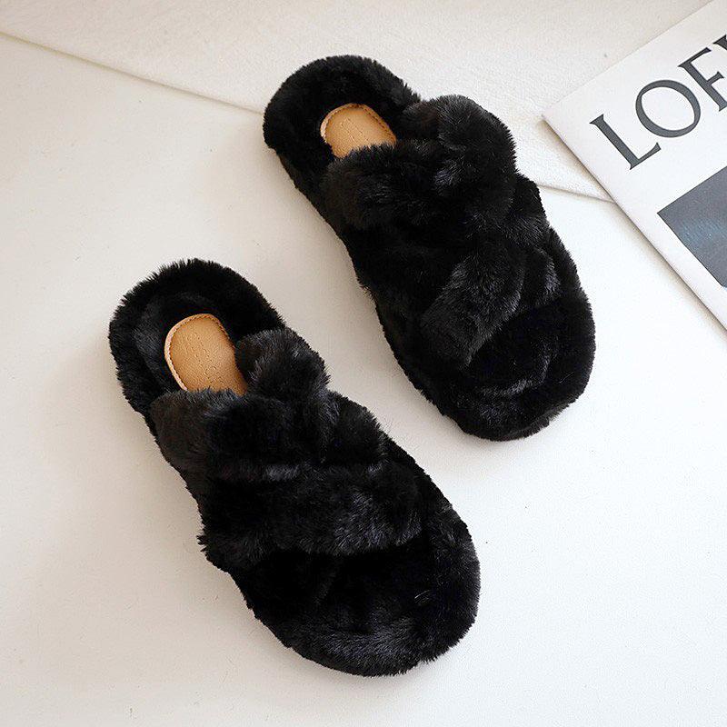 Flat Bottom All-match Fashionable Cross Cotton Slippers - MRSLM