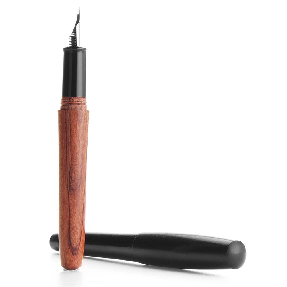 Handmade Fountain Pen Solid Wood Pen 0.38 African Rosewood Sandalwood Extra Fine Pointed Portable Wooden Pole Short Pen For Adult Student - MRSLM