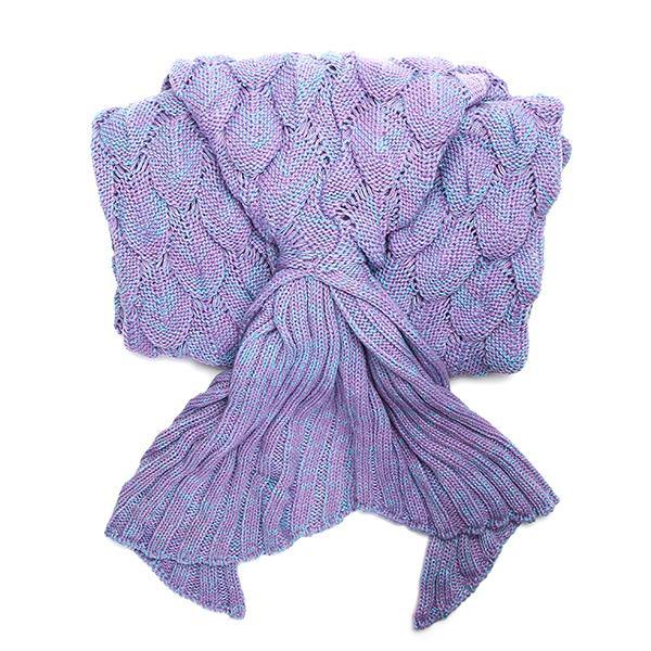 Honana WX-39 90x190cm Yarn Knitting Mermaid Tail Blanket Fish Scales Style Super Soft Sleep Bag Bed Mat - MRSLM