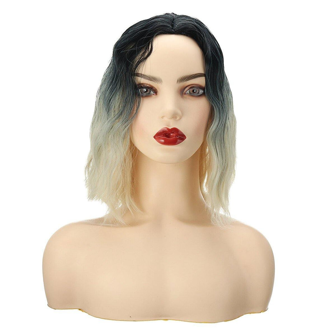 AISI QUEENS Water Wave Short Synthetic Wigs for Women Ombre Black and Orange Cosplay Bob Wig Blue Red Grey Blonde Pink Wig - MRSLM