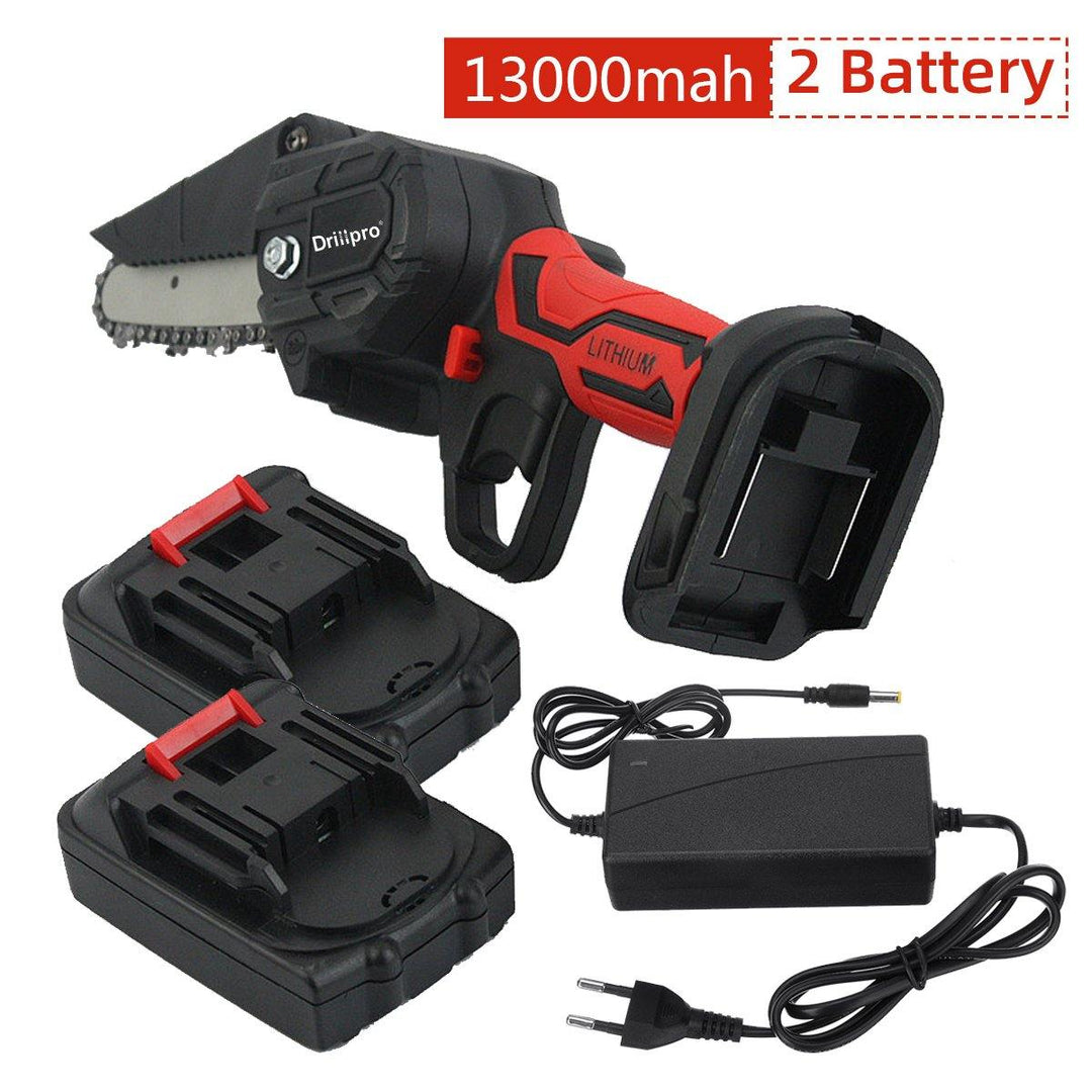 Drillpro 550W 4 inch Electric Chain Saw Woodworking Wood Cutter W/ 1pc/2pcs Battery - MRSLM