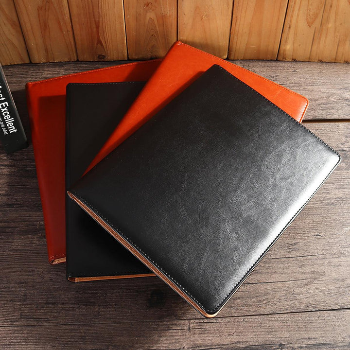 A4 Folder Soft Leather Portfolio Organiser with Calculator Travel Journal Daily Plan Notebook Business Office Writing - MRSLM