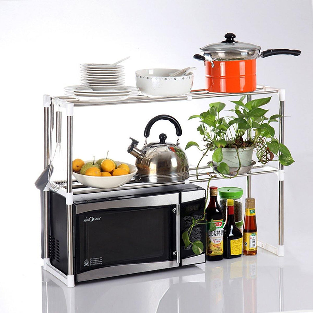 495-850mm Storage Shelf Double-layer Multi-function Telescopic Framework Kitchen Storage Rack - MRSLM