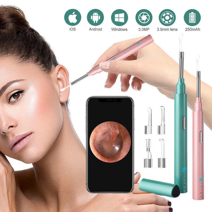 Smart Visual Ear Sticks Endoscope 300W High Precision Earpick Camera Mini WIFI Otoscope Health Care Ear Cleaner - MRSLM