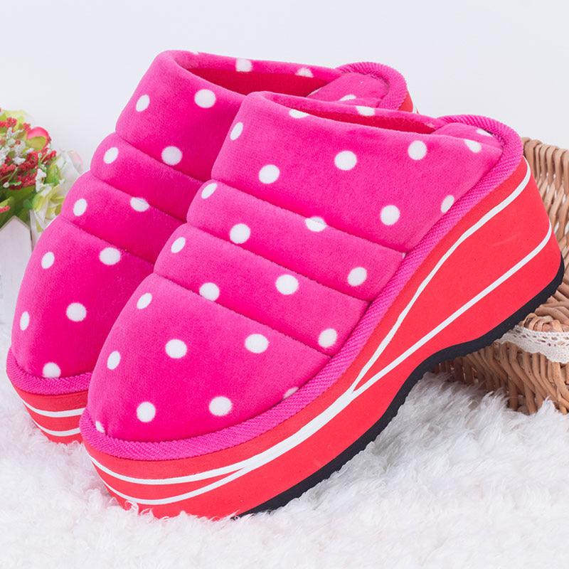 Winter Home Indoor High-heeled Cotton Slippers Women's Thick-soled Non-slip - MRSLM