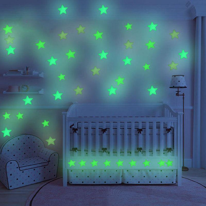 Honana DX-010 100PCS 3CM Fluorescent Glow Star Wall Sticker Decor Sticker - MRSLM