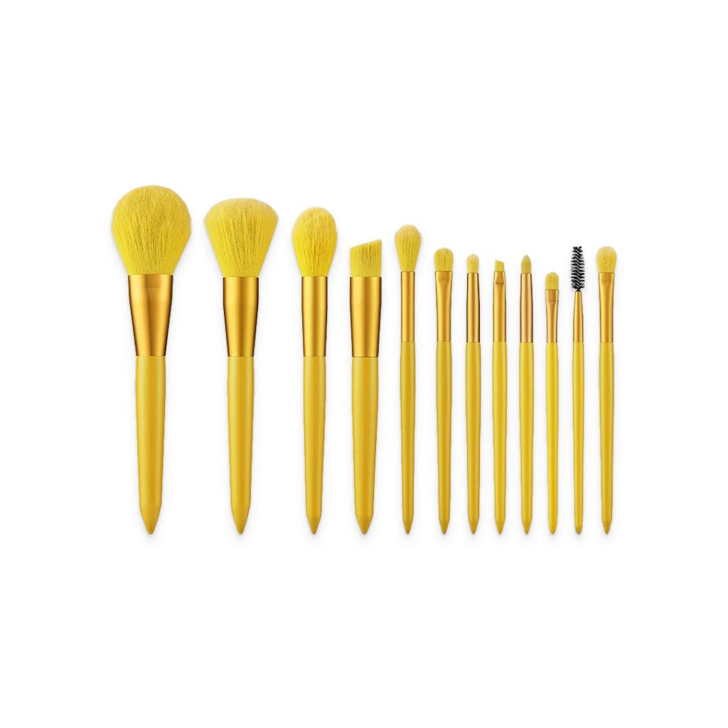 Yellow Makeup Brush Set 12pcs - MRSLM